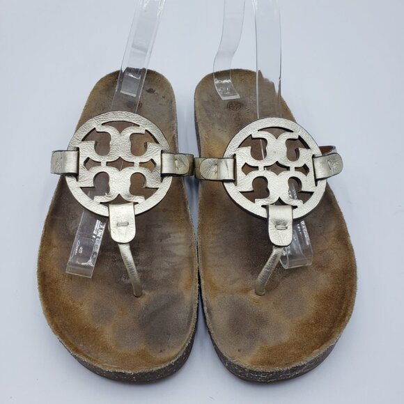 Tory Burch Shoes - Tory Burch Miller Cloud Sandals 10 Womens Thong Slip On Gold